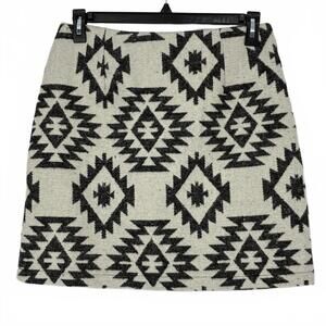 Grace & Emma Faux Wool Black and Cream Patterned Skirt NWT Large